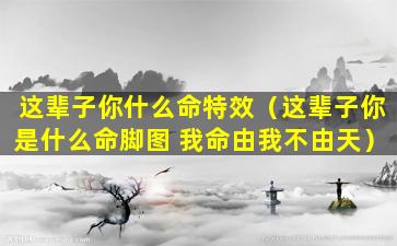 这辈子你什么命特效（这辈子你是什么命脚图 我命由我不由天）